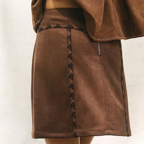 NWT Maeve Whipstitch A-Line Mini Skirt Brown Size XS Anthropologie - Picture 14 of 14